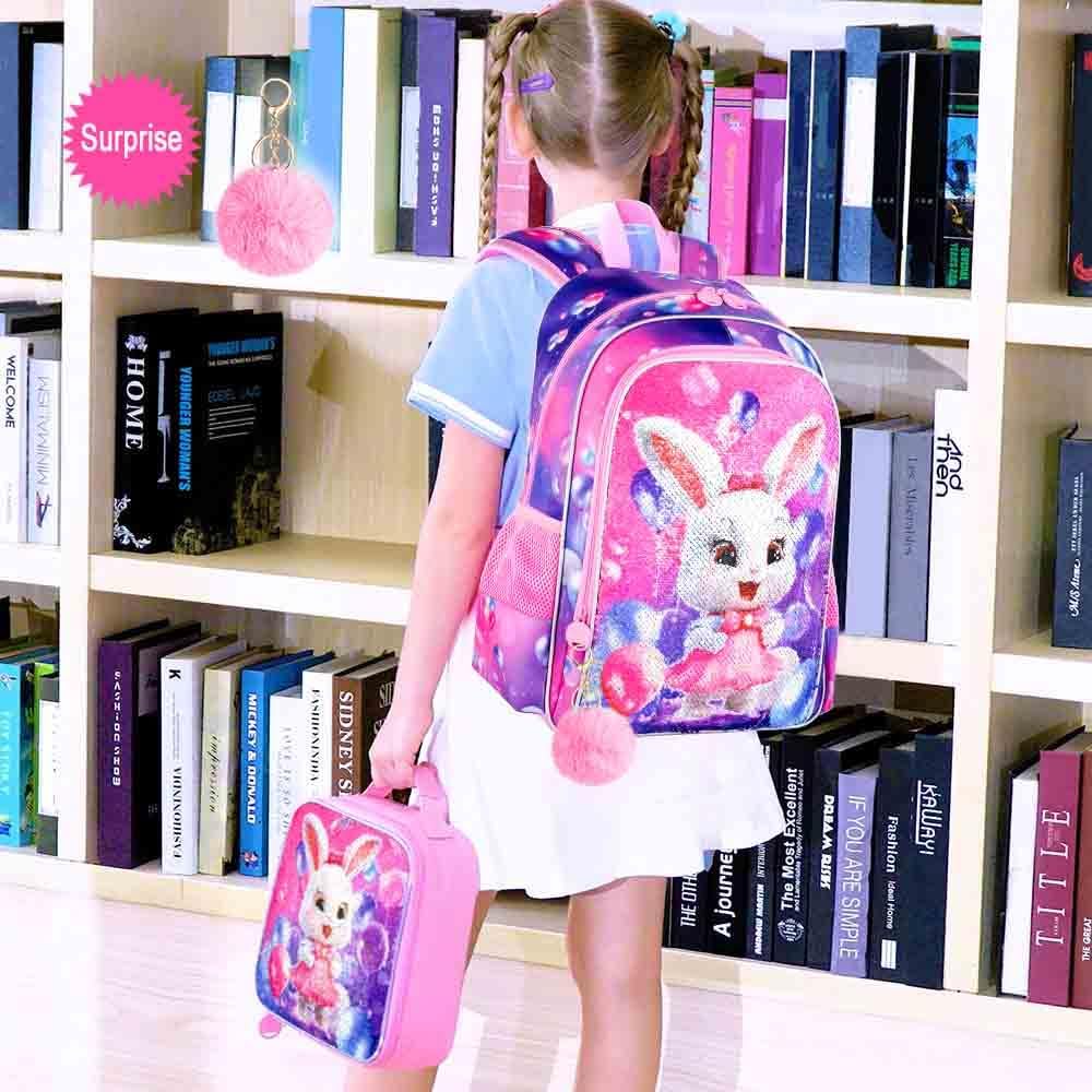 3 mochilas para niñas y niños, 16.5 pulgadas para la escuela primaria, mochilas ligeras con lonchera