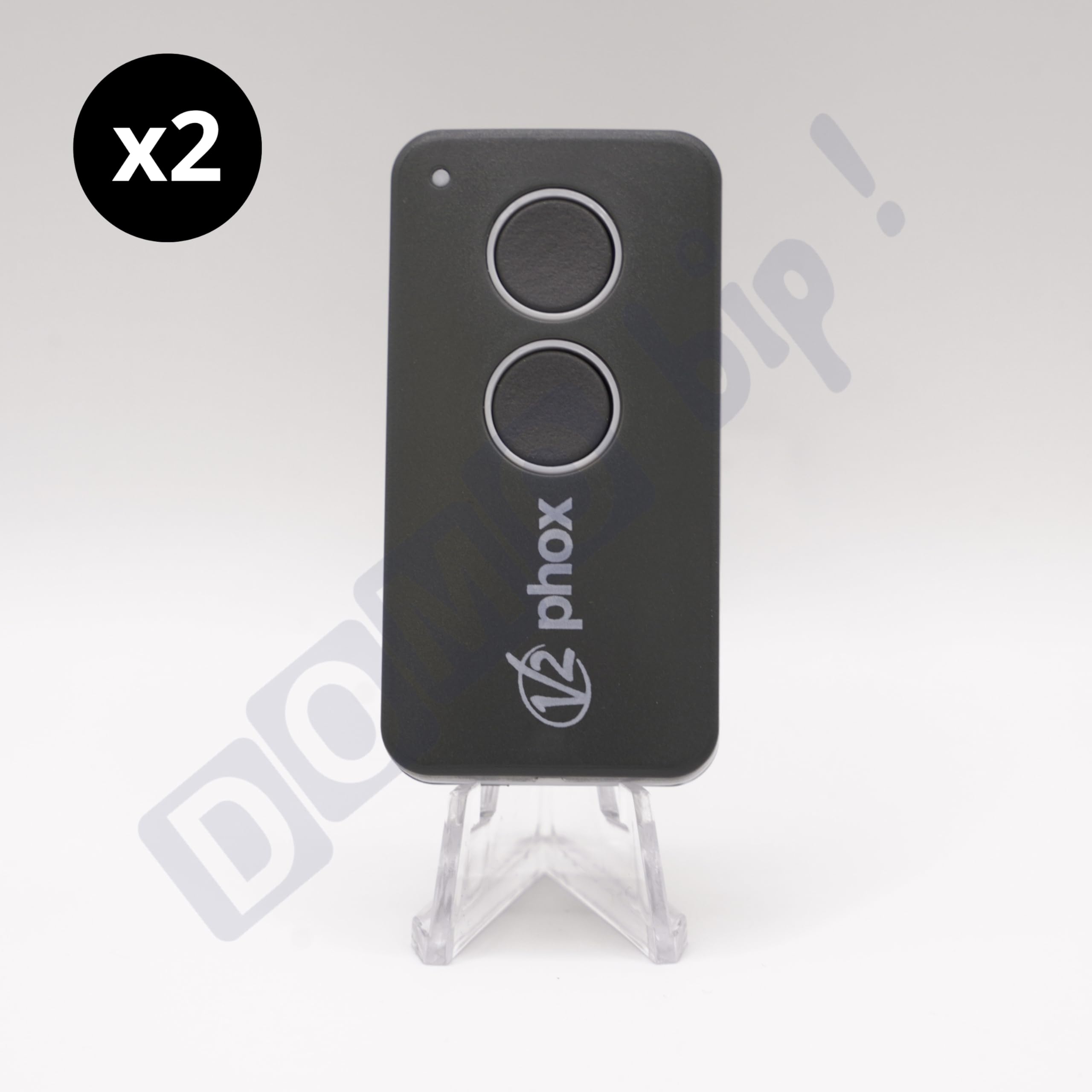 V2 PHOX2 Contrat 47 - Lot de 2 Télécommandes - 433,92 MHz | 2 Canaux | Rolling Code Sécurisé | Compatible Portail & Garage | Vérifiez Votre contrat Avant achat + 1 Porte-clés Domobip