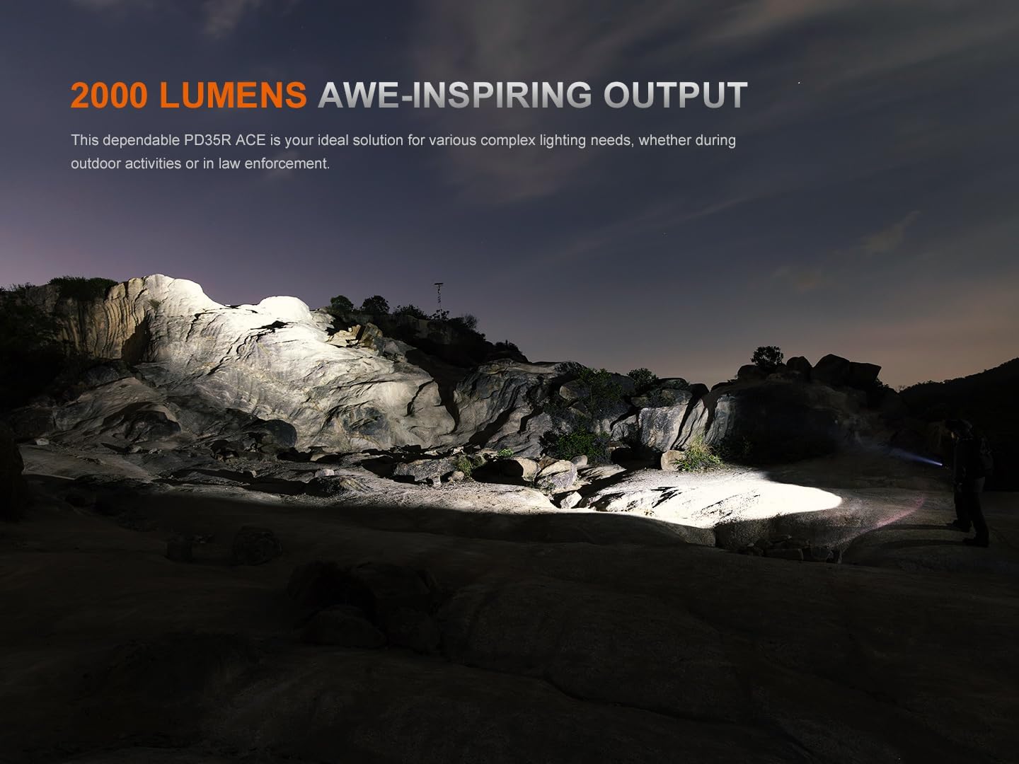 Fenix PD35R ACE 2000 Lumens Multi-Mode USB-C Rechargeable Tactical Flashlight with Customizable Output Level Selections and Lumentac Organizer