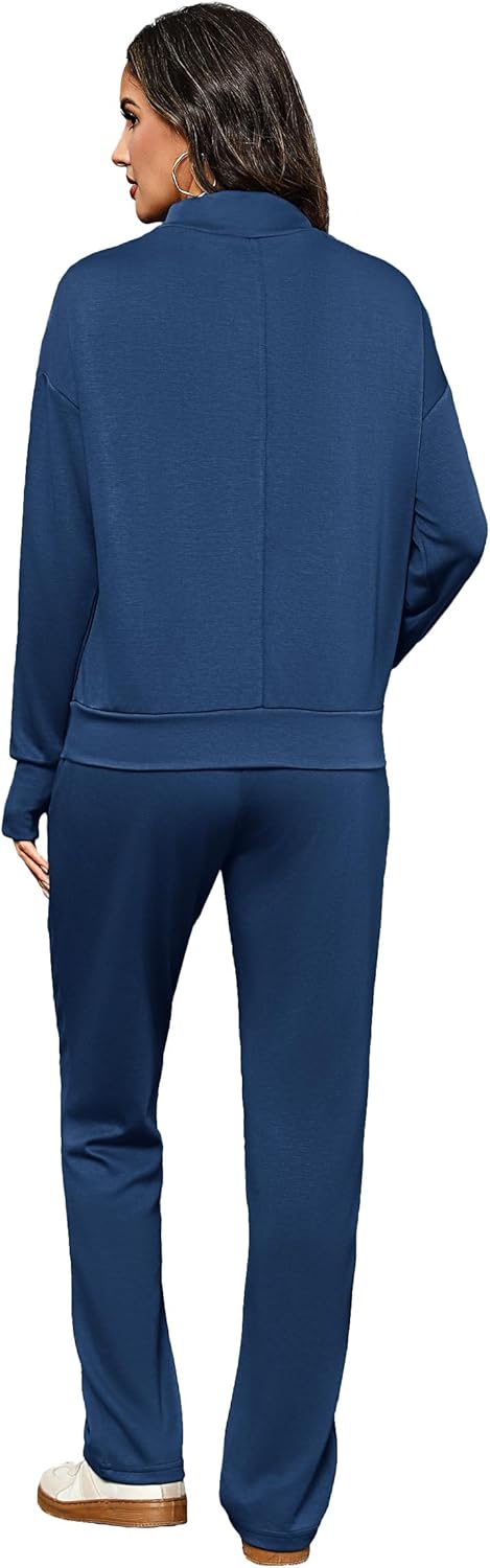 Totatuit Womens Lounge Sets Two Piece Tracksuits Casual Sweatsuits Mock Neck Tops with Thumb Holes Fall Outfits - Image 4