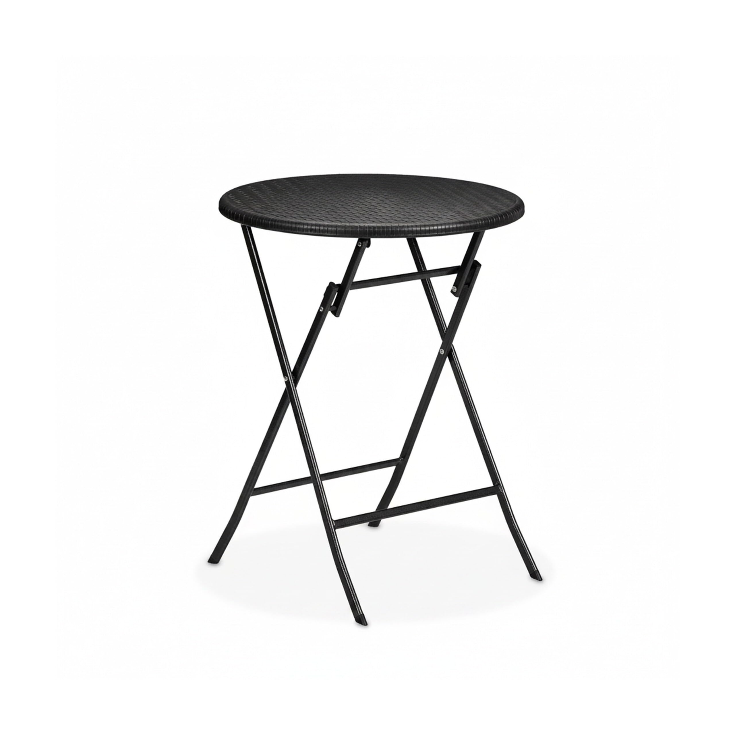 Relaxdays Tavolo da Campeggio Pieghevole, HxD: 75 x 60 cm, Tavolino in Plastica Rotondo, Posto per 4 Persone, Nero