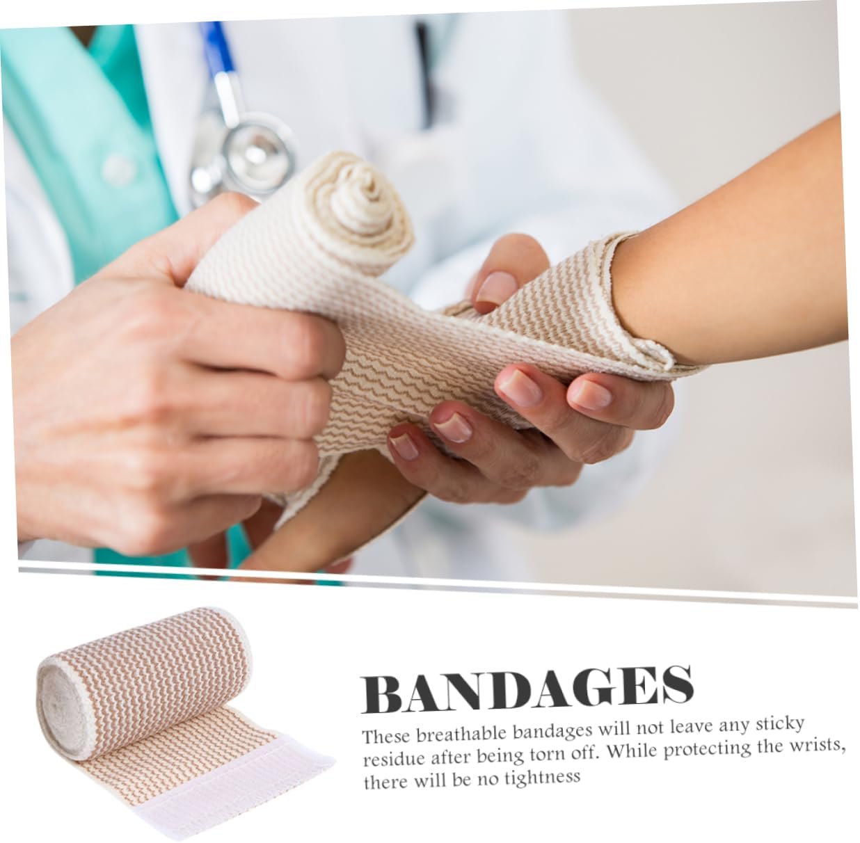 PartyKindom 10rolls Self-Adhesive Elastic Wraps for Injury Support Breathable Athletic Bandages for Ankle Wrist and Finger Each