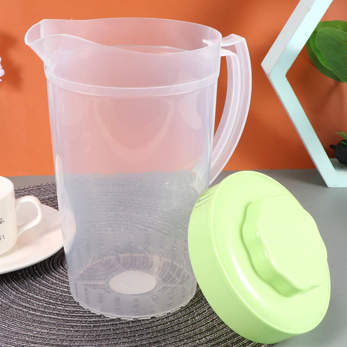 2pcs Carafe Eau Plastique 1,6L Avec Couvercle Et Poignée En