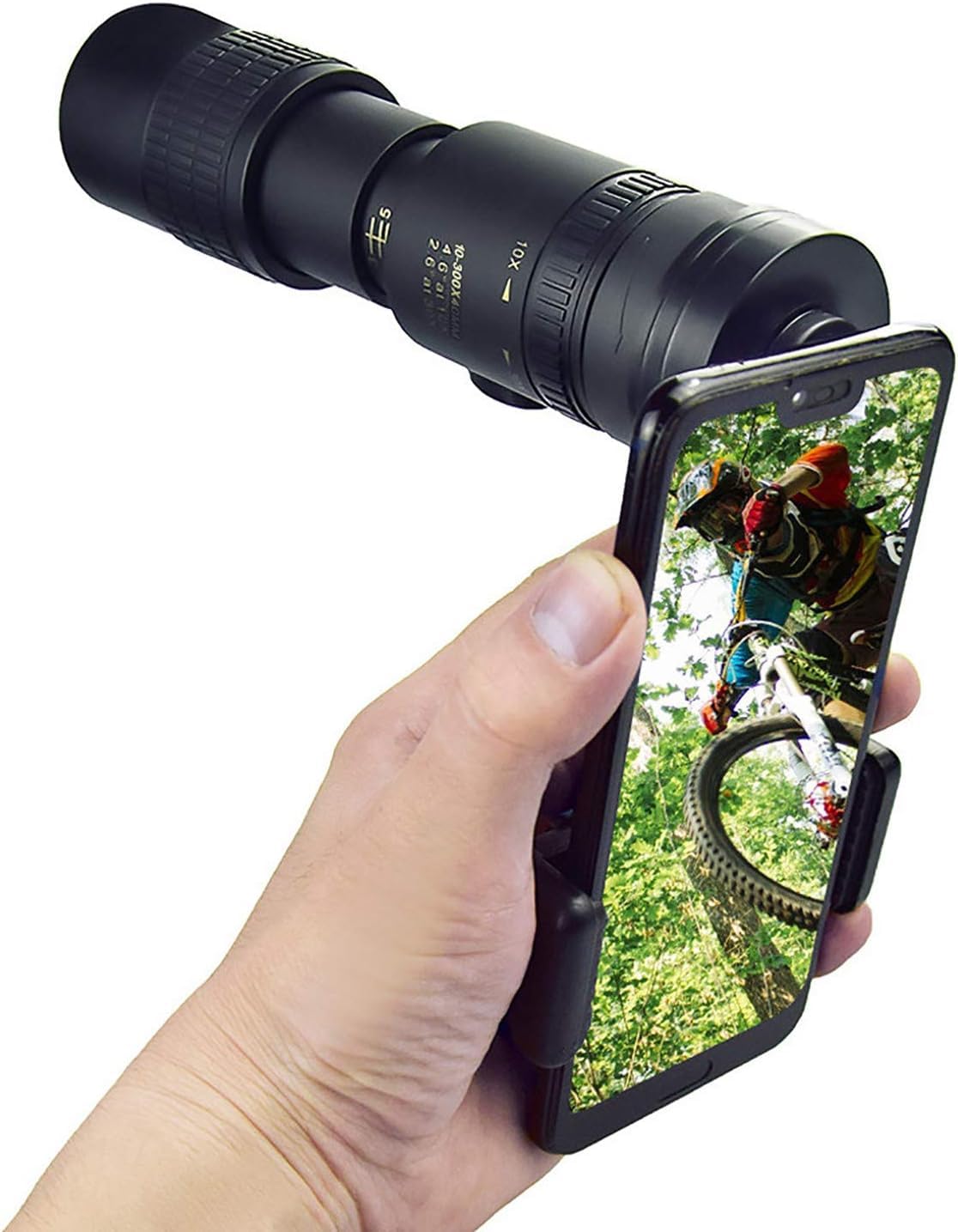 Telescopio monocular Alta Potencia 4k, 10-300x40 mm, superteleobjetivo, Zoom, Ligero, para Exteriores, con Soporte para teléfono, binoculares para observación Aves y Acampada.