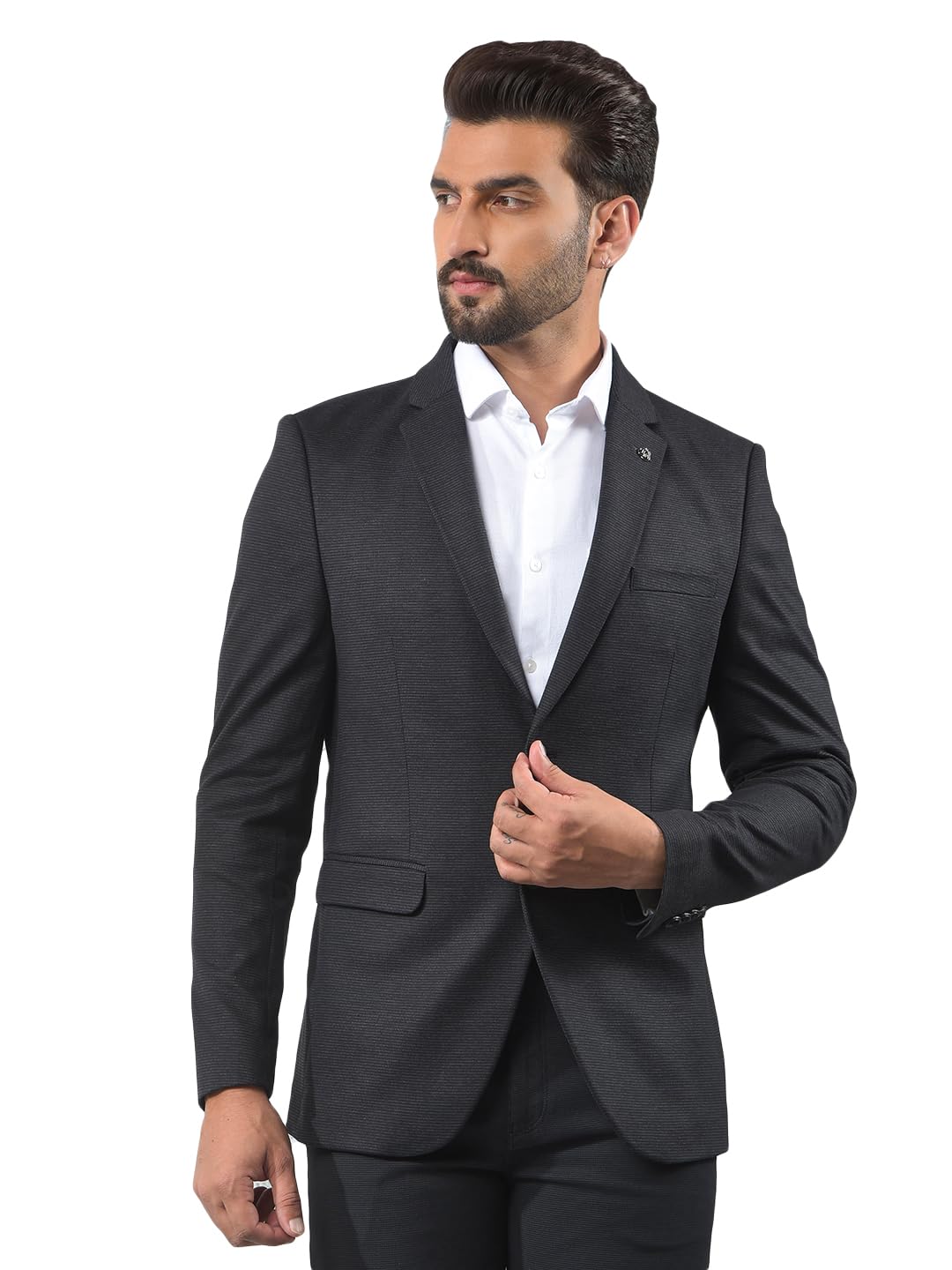 crimsoune club Men's Black Notched Lapel Single-Breasted Blazer-picture-31