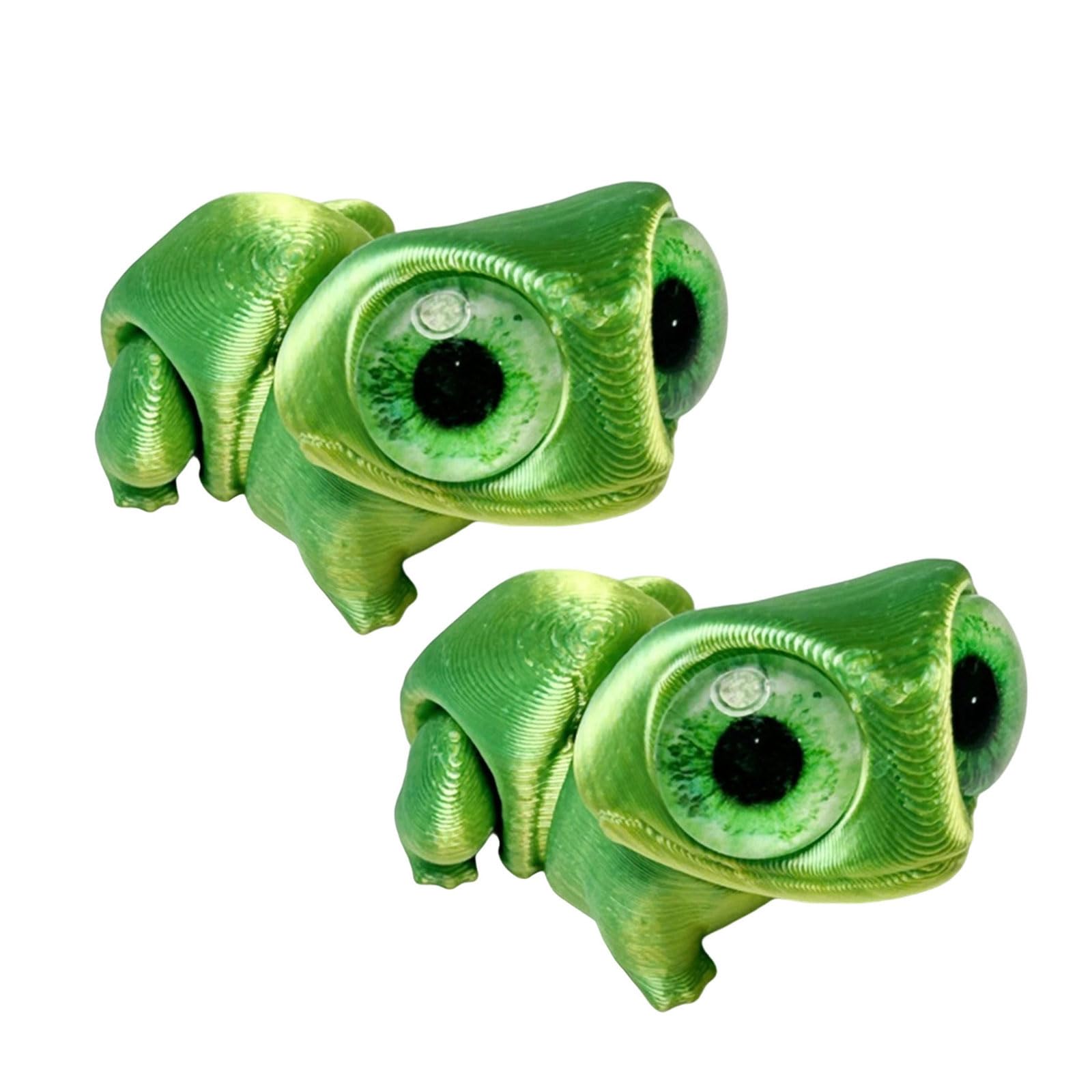 Lerpwige Big Eye Frogs Statue Movable Limb Printing Home Decoration Miniature Animal Home Decoration Frogs Sculpture