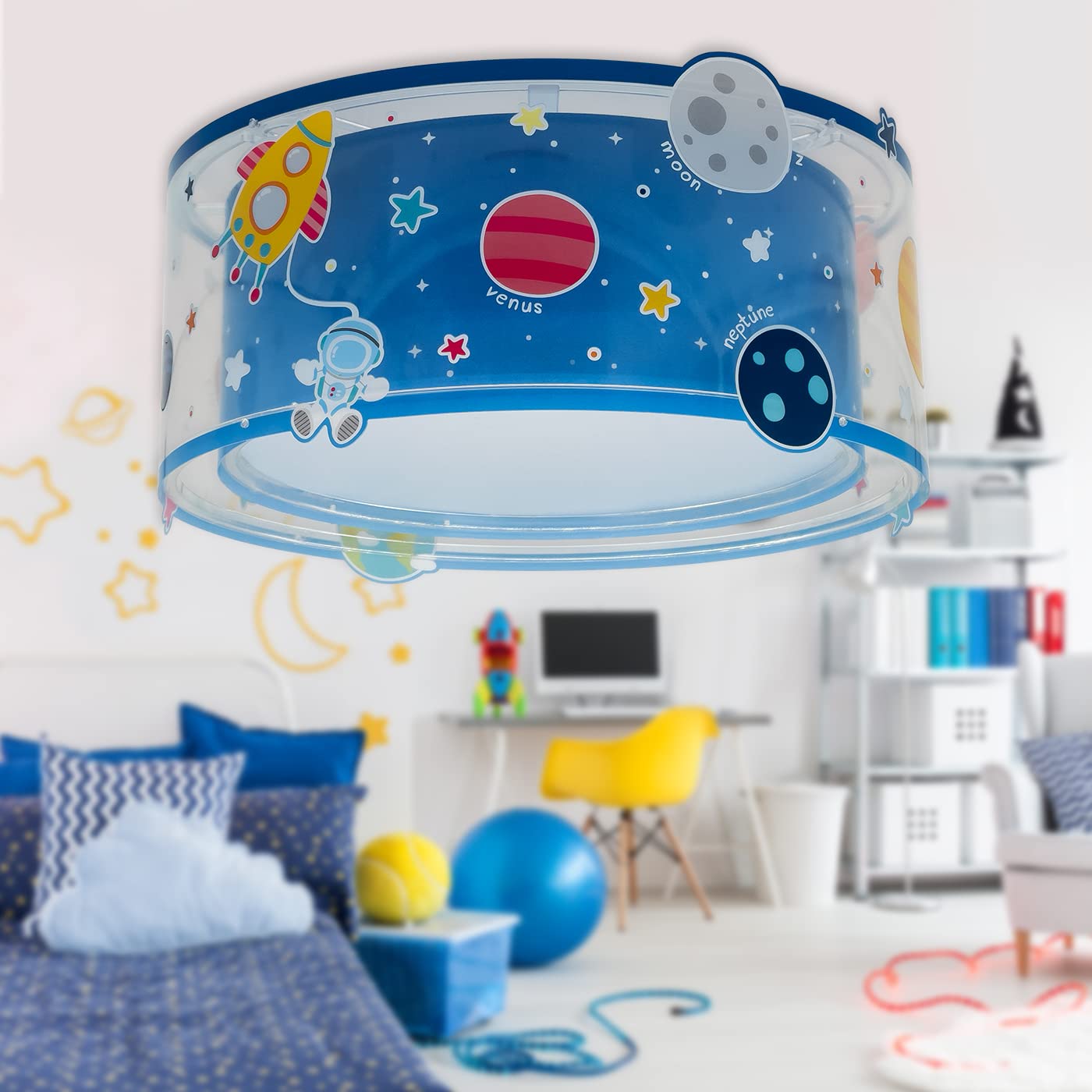 Dalber Lámpara plafón de techo infantil Planets Planetas Sistema Solar Azul