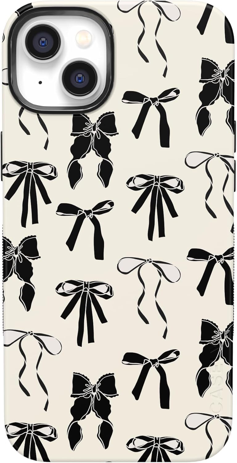 Casely iPhone 14 Case | Goth Girlie | Black Bows | Bold Protective Design | Compatible with MagSafe