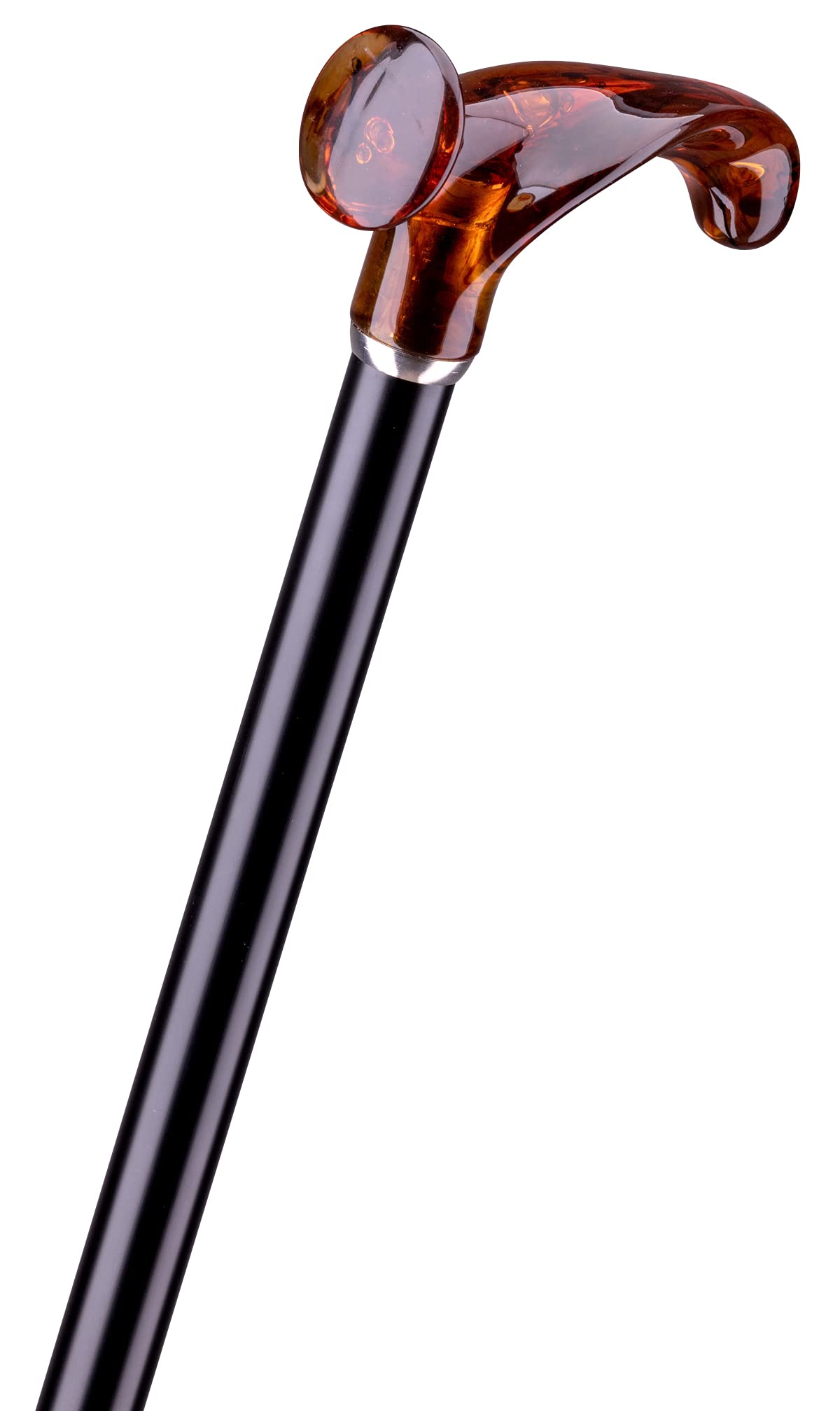 Gehstock Relax OSTSEE GOLD, anatomischer Griff Bernstein- Optik, Metallstock schwarz, verstellbar 78-100 cm, stabiler Gummipuffer., Tragerichtung:RECHTS