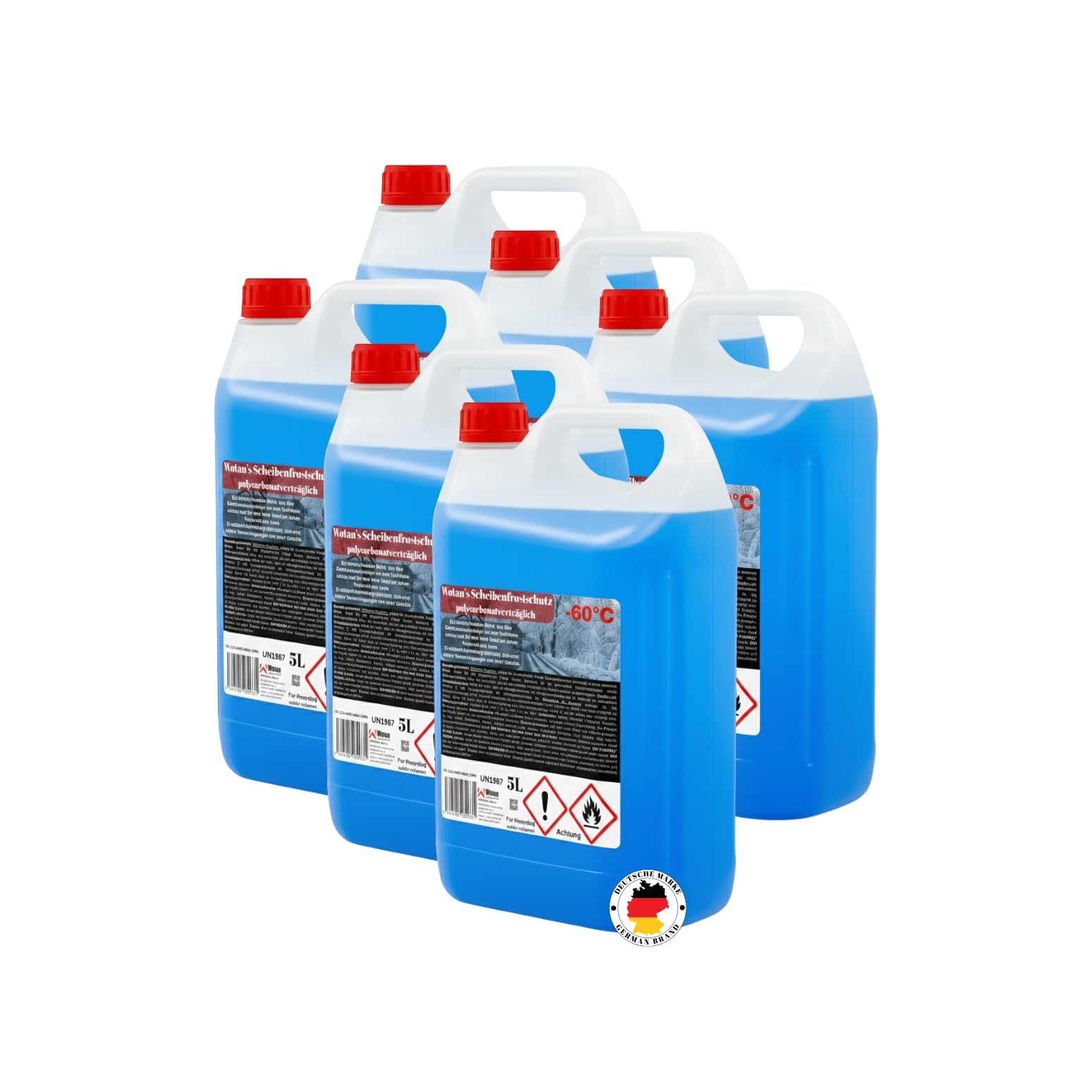 Wotan's 30 Liter Scheibenfrostschutz - 60 Grad | Frostschutz Konzentrat für die Auto Scheibenwaschanlage | Scheibenfrostschutz Konzentrat 30L (6 x 5L ) | Frostschutzmittel Scheibenwaschanlage
