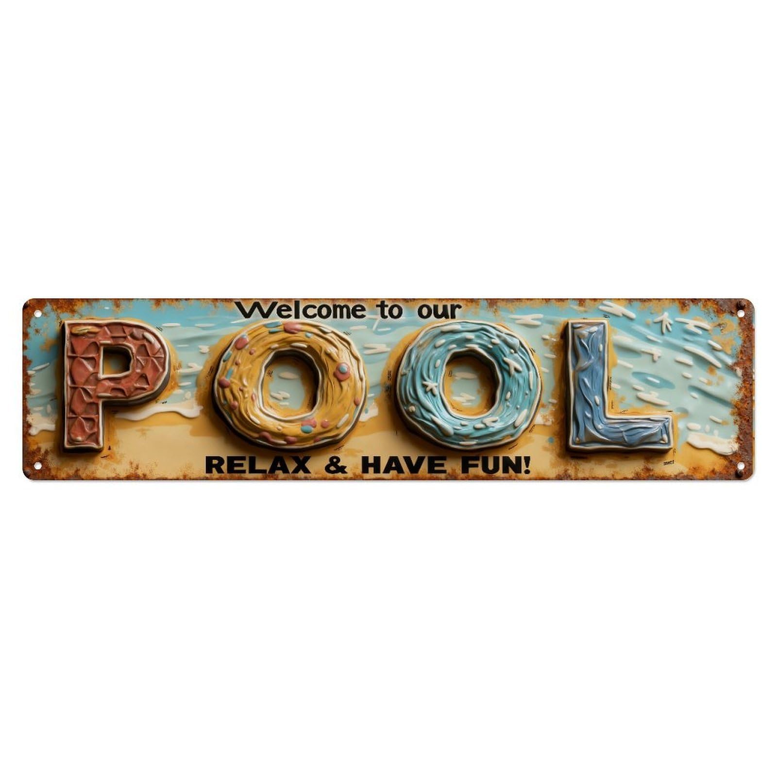 Colorful Pool Sign Art Metal Tin Sign Plaque