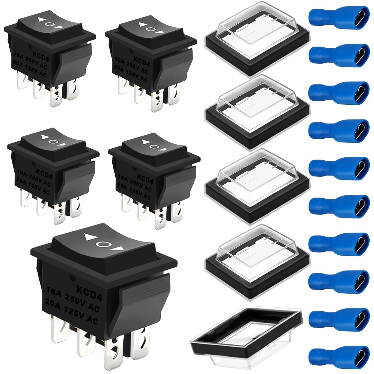 2er-Set MKBKLLJY Wippschalter 3-Position (ON/OFF/ON) – 12V/20A, 24V/10A, 7-Pin DPDT Mit Gelber LED – Wasserdicht Für Boot & Auto