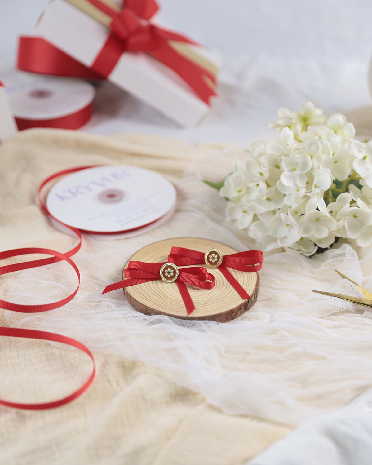 Kryvus Grosgrain Ribbon, Red Ribbon 6mm x 45 Metres, Red Grosgrain Ribbons Perfect for Gift Wrapping Crafts, Sewing - Image 4