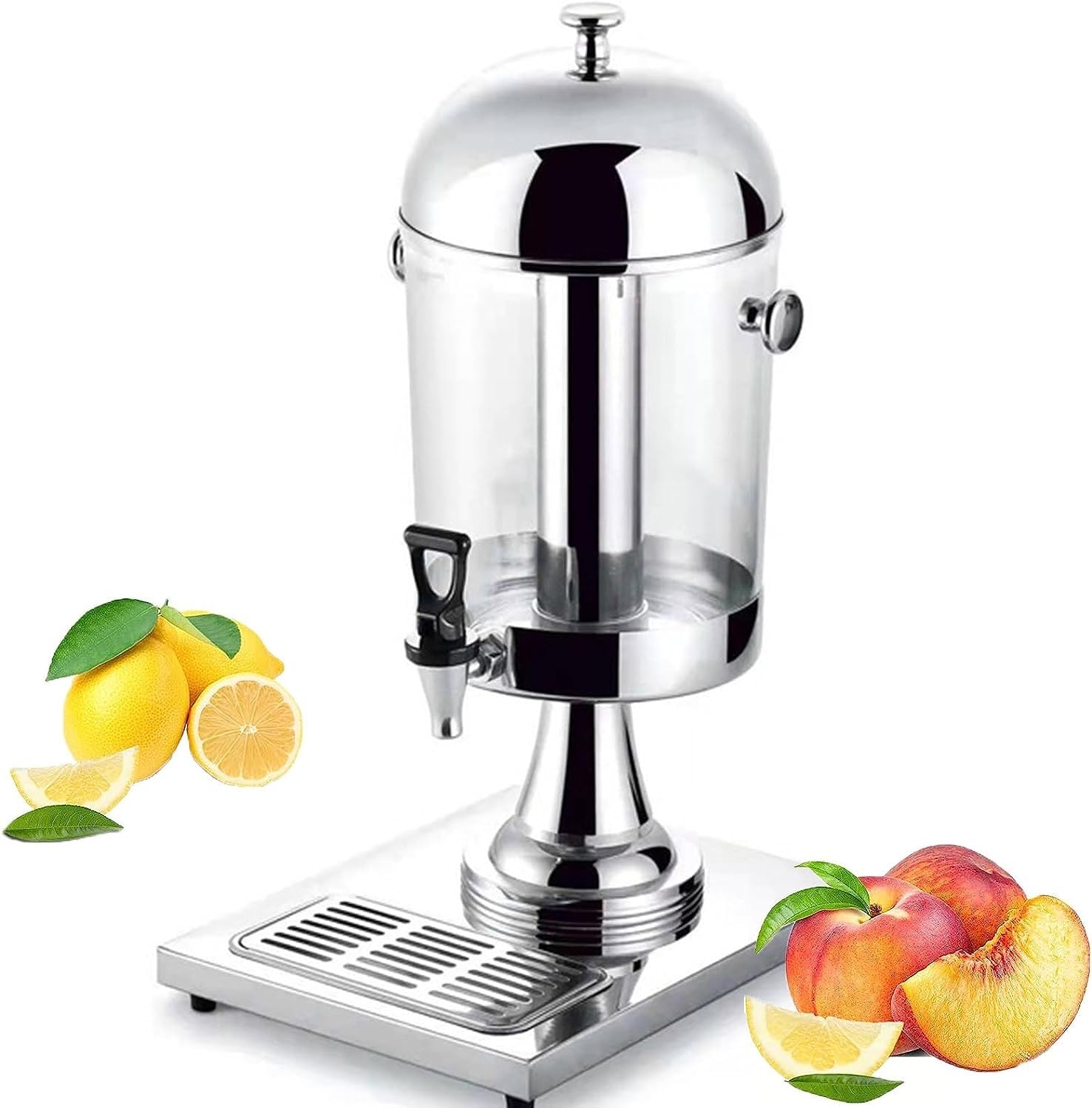 ASerZenith Drink Dispenser With Tap, Commercial Heavy Duty Beverage Dispenser, Stainless Steel Cold Juice Dispenser, For Party(Silver-8L)