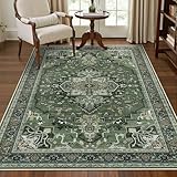 GENIMO Rugs Living Room 200x290cm – Large Washable Short Pile Area Rug,Soft Non-Slip Easy Clean Carpet for Dining Room, Bedroom, Home Office,Dark Green