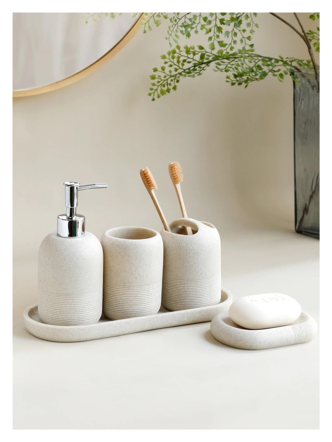 Eosnow Set di accessori da bagno da 6 pezzi, dispenser per portasapone