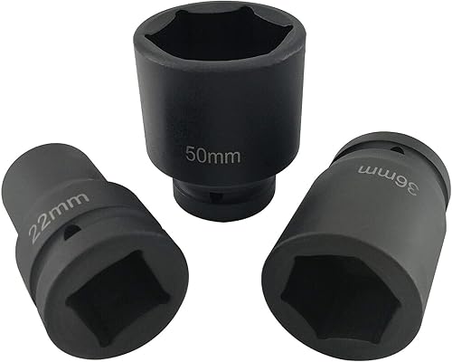 Miniatura 2 de VCT Juego de llaves de vaso de impacto profundo de 1", métricas, CrV, 6 puntos, 0.866 in - 1.969 in, 10 enchufes