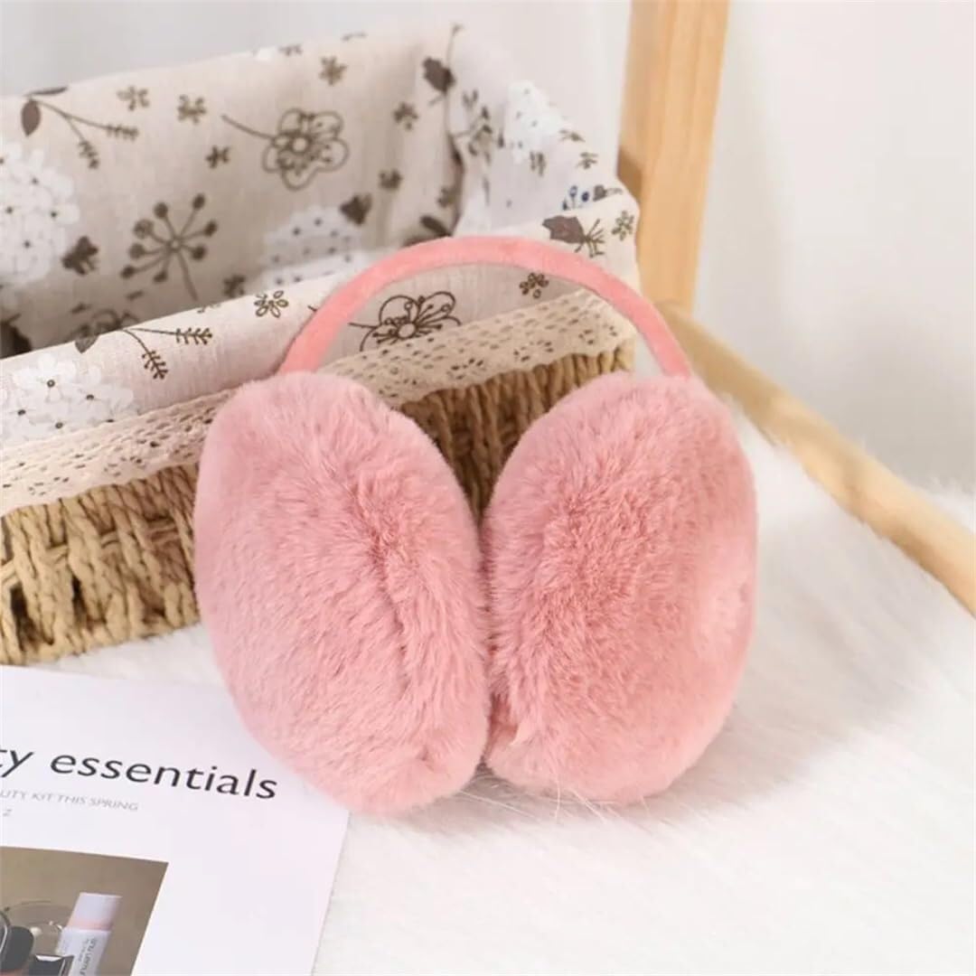 Winter Warm Ear Muffs Fluffy Cozy Plush Thicken Warm Earmuffs Outdoor Soft Ear Protection Ear Muffs Men Women Earflaps light(Deep Pnnrk)