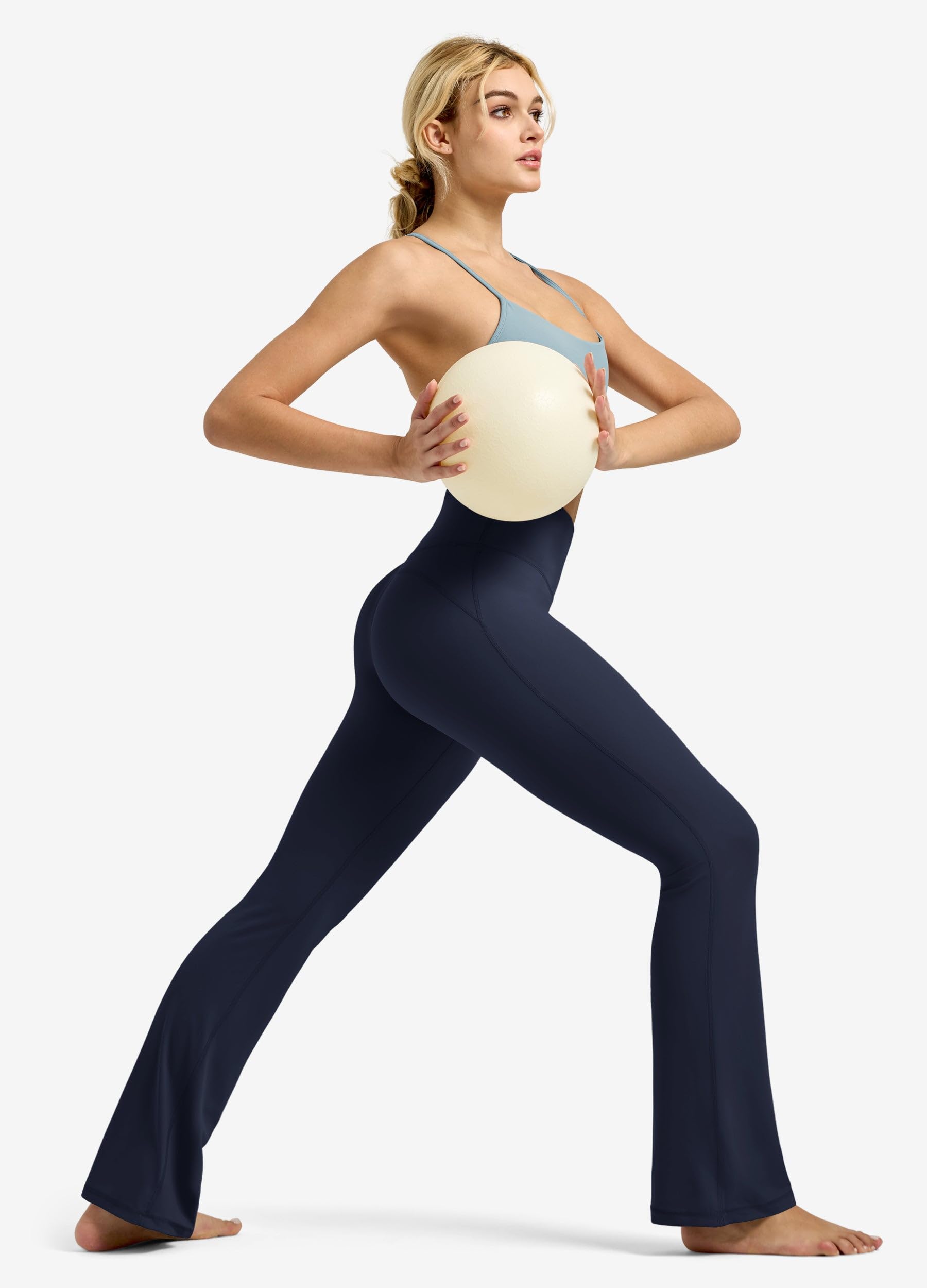 Willit Butterflux - Pantalones de yoga para mujer, leggings de entrenamiento acampanados para mujer, control de abdomen, cintura alta, leggings de yoga acampanados, 29 pulgadas, 31 pulgadas, 33