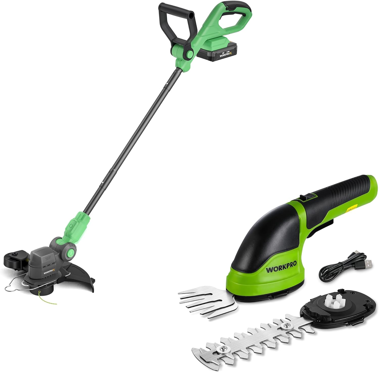 WORKPRO Cordless Grass Shear & Shrubbery Trimmer & WORKPROX 12inch 20V String Trimmer
