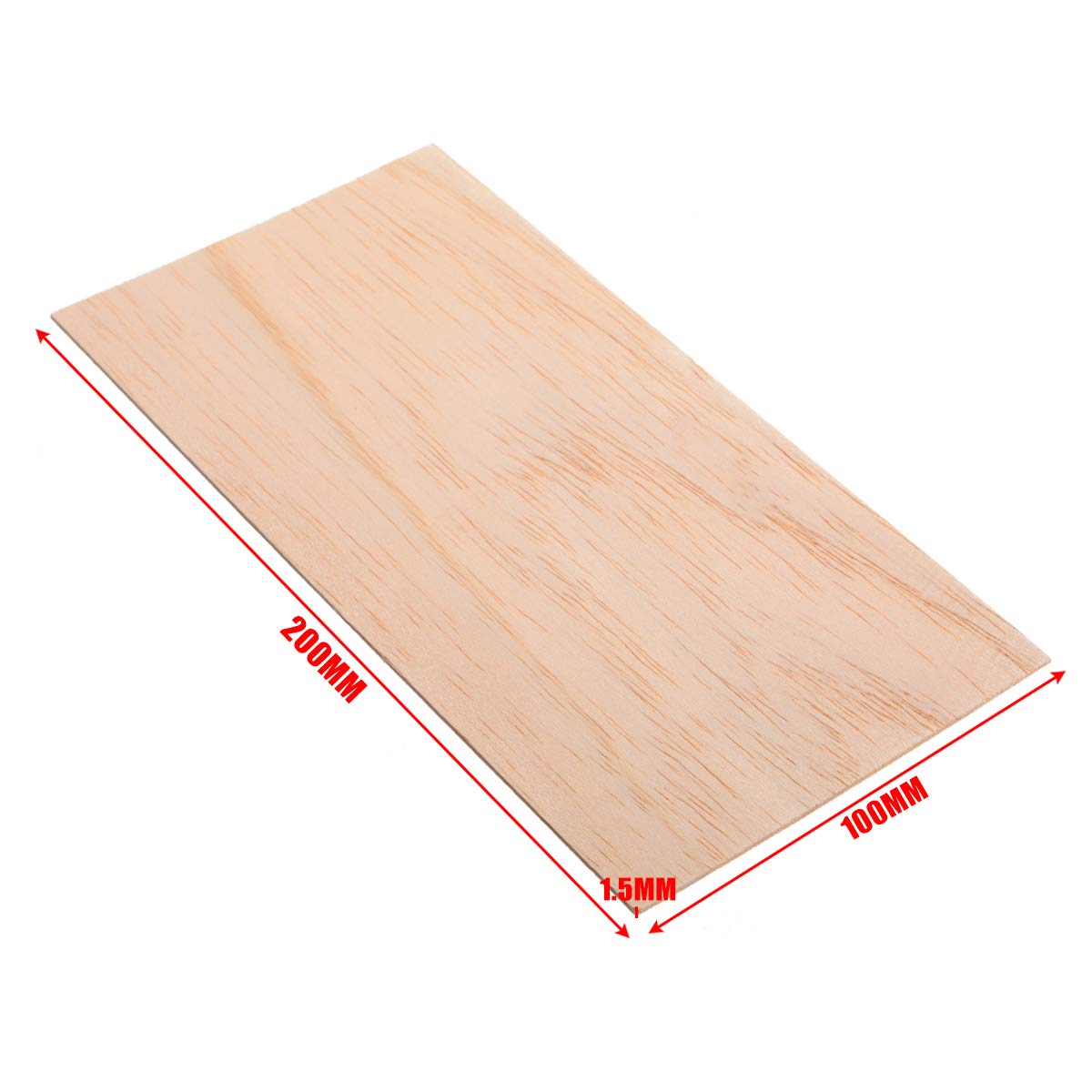 12 stks Balsa houten platen, natuurlijk onafgewerkt hout voor huis vliegtuigen schip boot DIY houten plaat model, ambachtelijke en school projecten. (100x200x1.5mm