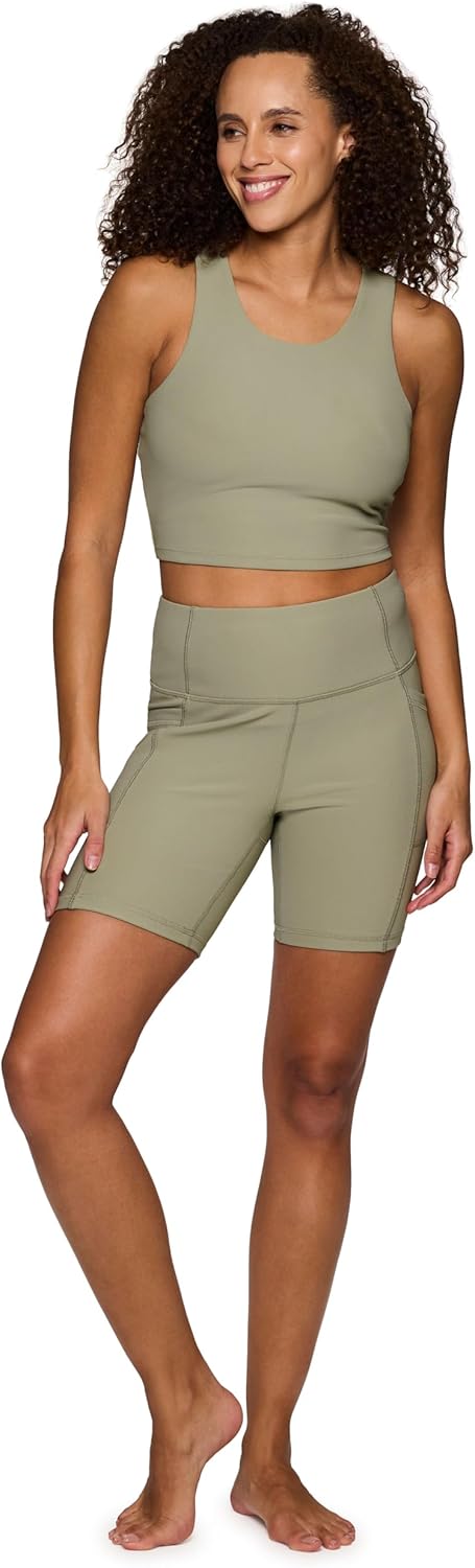 RBX Ribbed Bra Tank Top for Women, Fashion Crop Top with Built in Bra for Yoga, Longline Sports Bra for Low Impact Workouts - Image 2