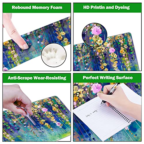 Image of ARTSO Large Gaming Mouse Pad Set, Keyboard Wrist Rest Support + Mouse Wrist Cushion + Extended Mousepad + Coaster, 35x15.5in Multifunctional Desk Mat 4pcs, Oil Painting Flowers