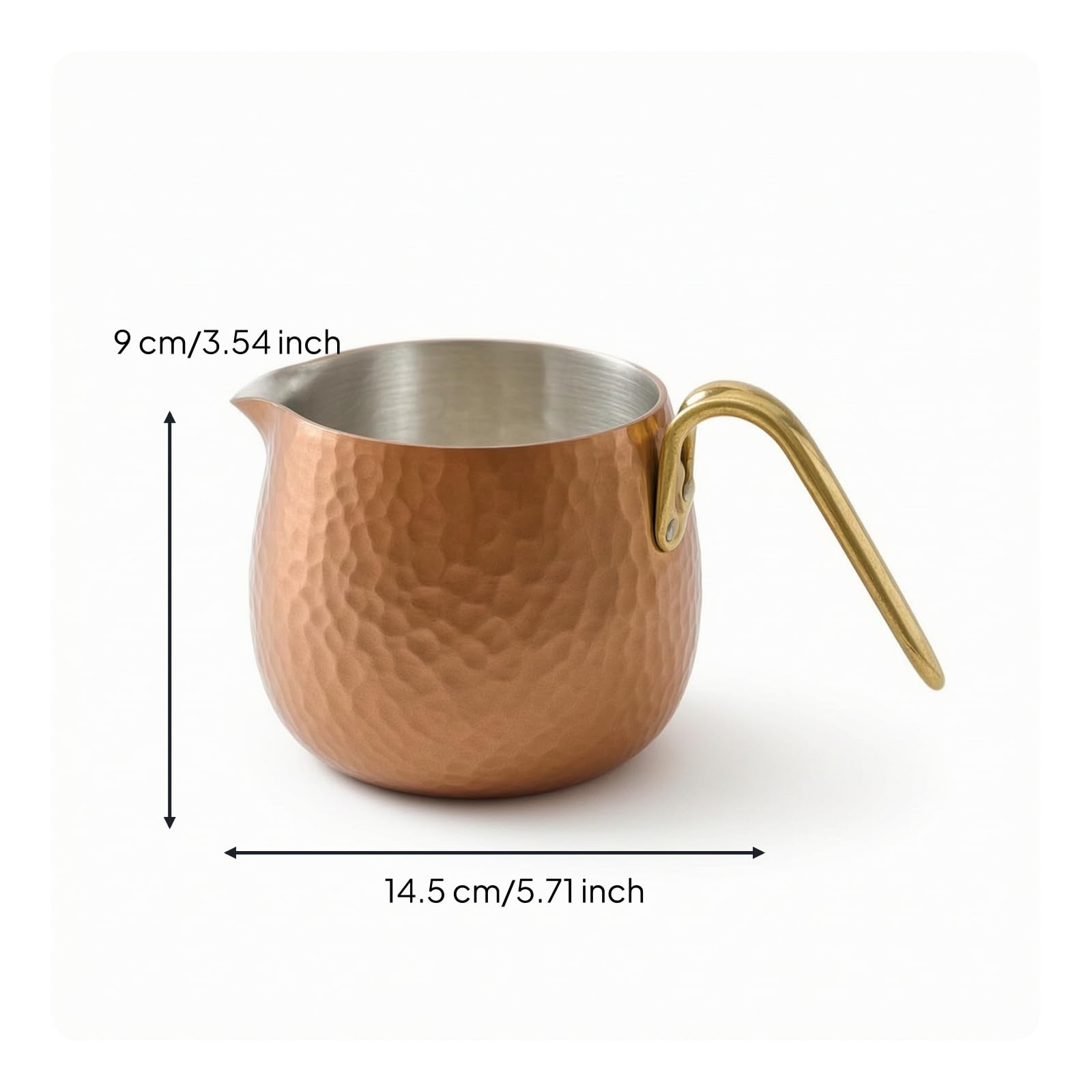 Outdoor Coffee Brewer Caraffa caffè Rame Latte Pentolino Versatore Server Espresso Design Bilanciato con Manico Lungo Curvo per Versata Stabile E, Stile Stagnato Tostato