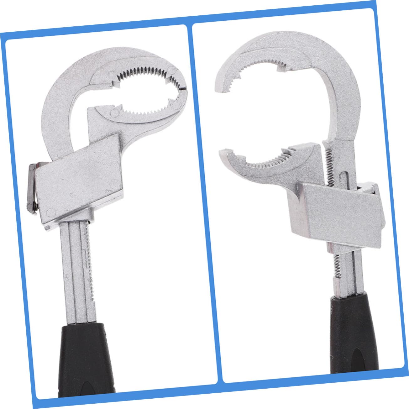Llave Inglesa Ajustable de Doble con Dientes Redondeados para Fontanería Herramienta Multifuncional para Lavabo y Cocina con Accesorios para Estrechos Mango Portátil