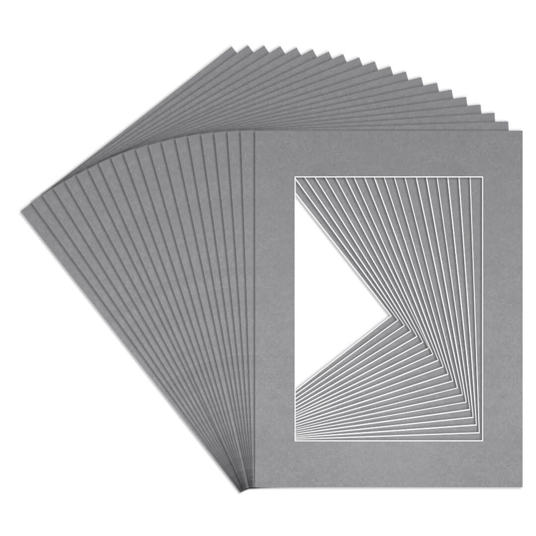 Procut Global 16x12" Mid Grey Picture Mounts to Fit A4 Aperture - Precision Cut Cardboard Photo Mount - Ideal for Frames, Prints, Artwork & Certificates - Sizes & Colours Available - 20 Pack — image 1