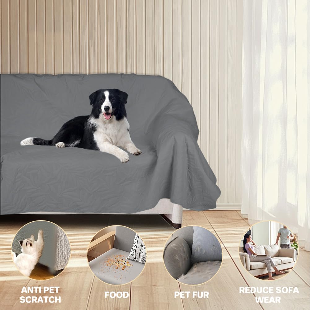 DUJUIKE Copridivano impermeabile, Copridivano antigraffio, Copridivano impermeabile 3 posti per gatti, Copridivano protezione cani e gatti, Copridivano protezione mobili (Grigio Chiaro, 76x180cm)