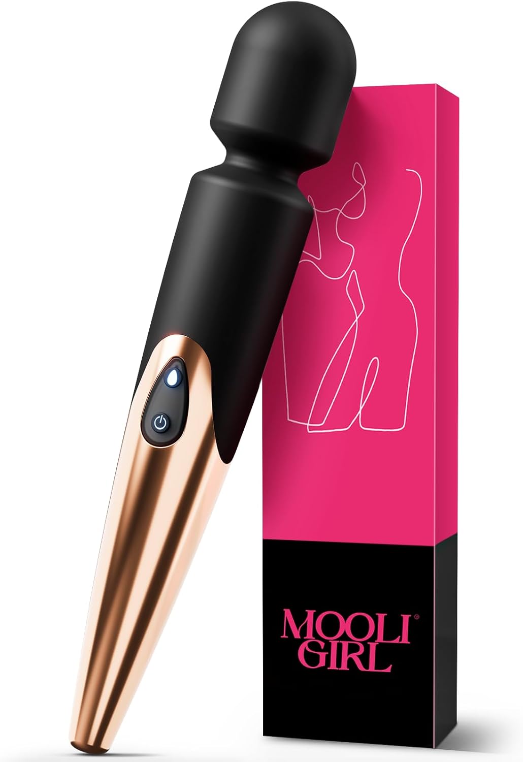 MOOLIGIRL Handheld Deep Tissue Massager, 12 inch Cordless Electric Massager with 3 Speeds 7 Modes, IPX6 Waterproof USB Rechargeable, Quiet for Neck Back Shoulder Muscle Pain Relief (Black)