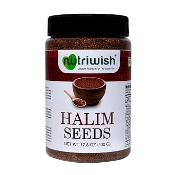 Nutriwish Natural Halim Seeds | 17.6 oz 500 g | Pure & Natural Garden Cress | Safe & Beneficial Aliv Seeds | Halim Aliv Garden Cress Seeds for Eating | No Additives | High Protein Snack |