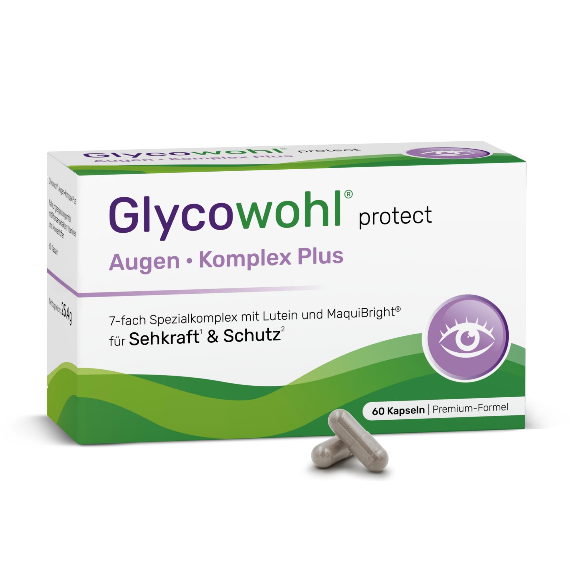 Glycowohl Augen Komplex Plus – Augenvitamine – Mit Lutein & Zeaxanthin | Premium Markenrohstoff MaquiBright® · Zink & Vitamin A für normale Sehkraft · Vitamin C & E für Zellschutz