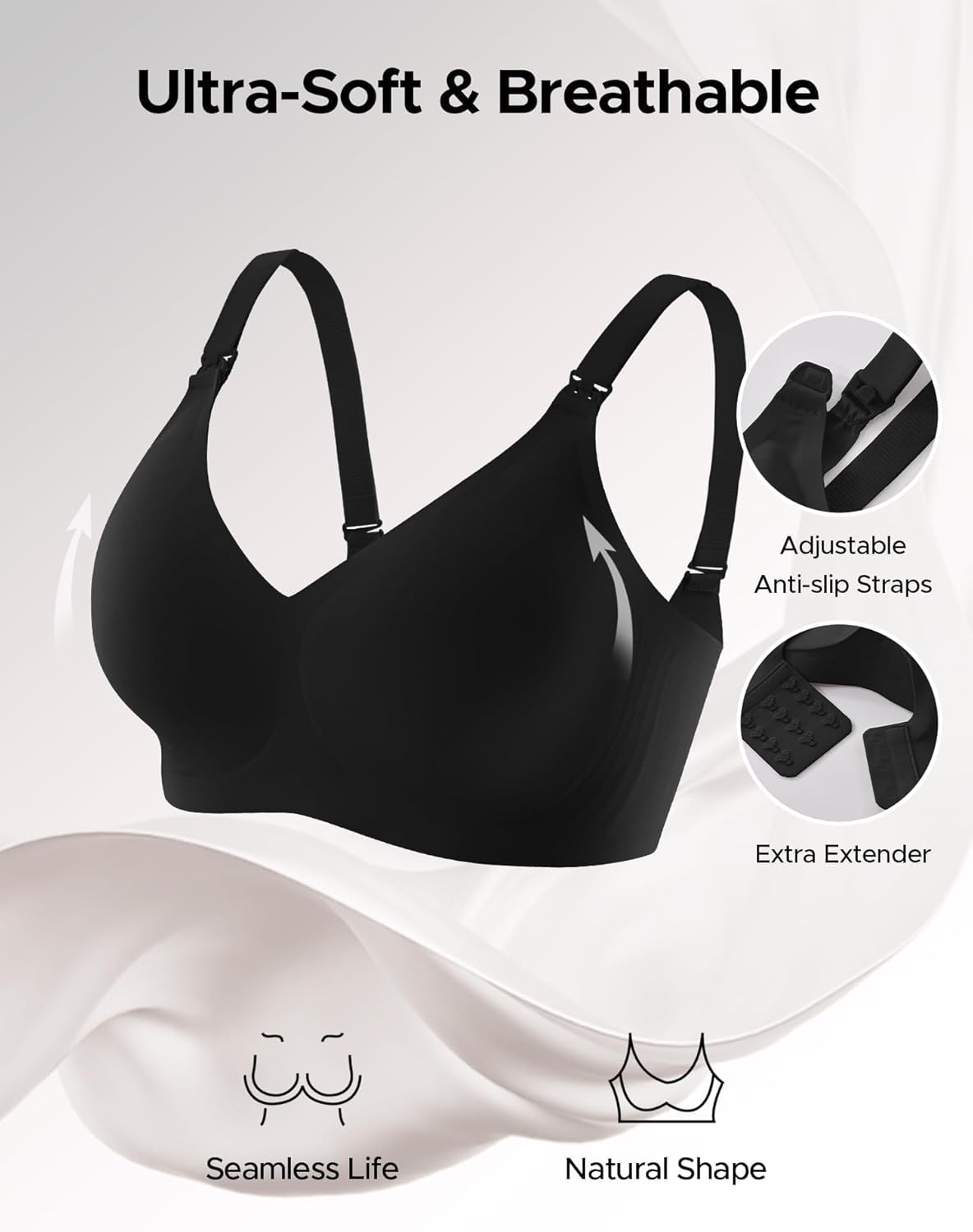INNERSY Seamless Nursing Bras for Breastfeeding Maternity Bras for Pregnancy Comfortable Bralette - Image 2