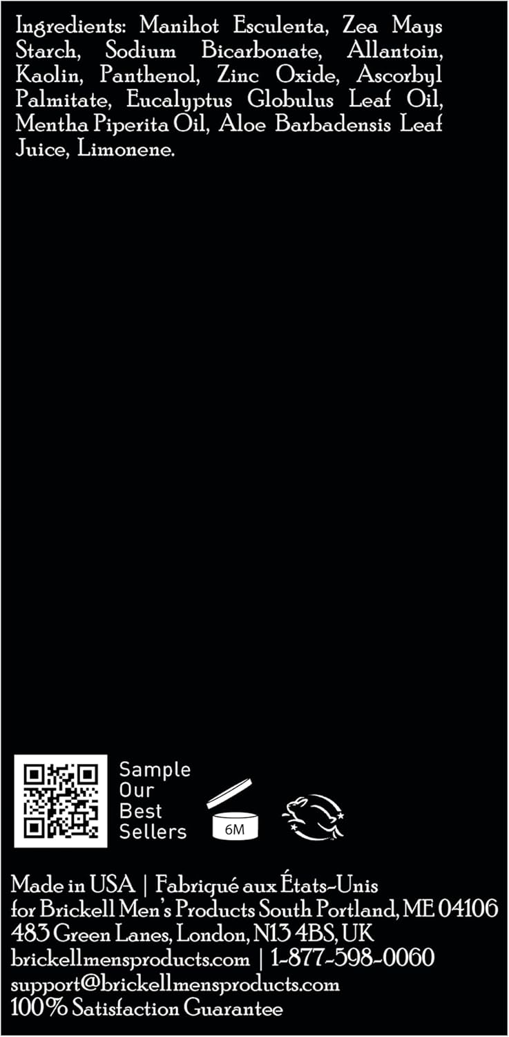 Brickell Men's Products Stay Fresh Body Powder for Men, Natural and Organic Talc-Free, Absorbs Sweat, Keeps Skin Dry, Scented, 5 oz - Image 6