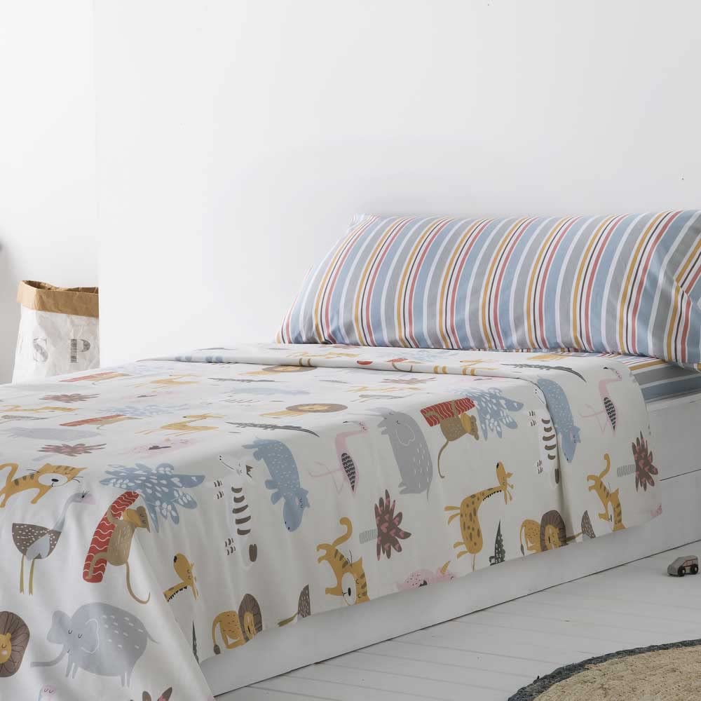 COTTON ARTean Juego de sabanas Infantil/Juvenil SALBURUA para Cama de 90 x 190/200 100% algodón Multicolor