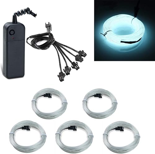 ABALDI Cable EL, luz de neón portátil, funciona con pilas, paquete de cables electroluminiscentes, alto brillo para decoración de fiestas de Navidad