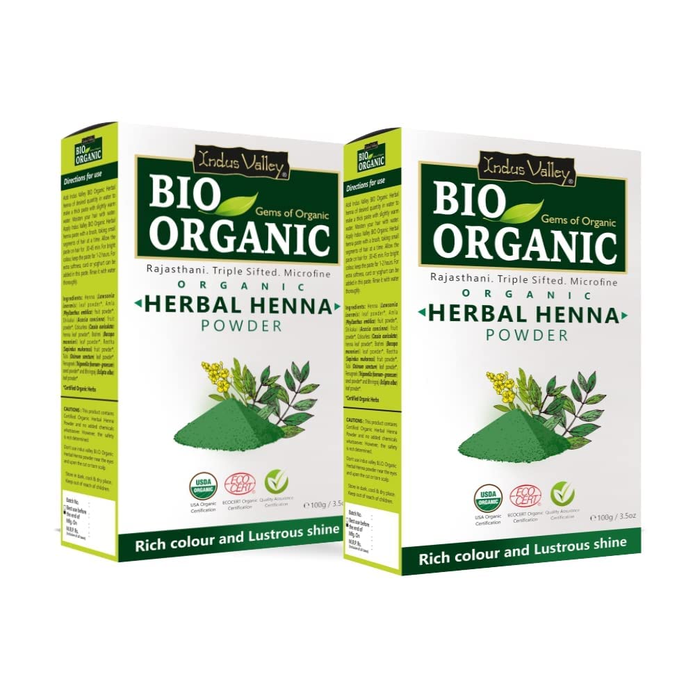 Herbal Henna Powder for Hair |Chemical-Free with Tulsi, Amla, Shikakai, Reetha, Fenugreek, Cassia & Bhringraj | Fortifies Hair Health | 200g (2 x 100g)