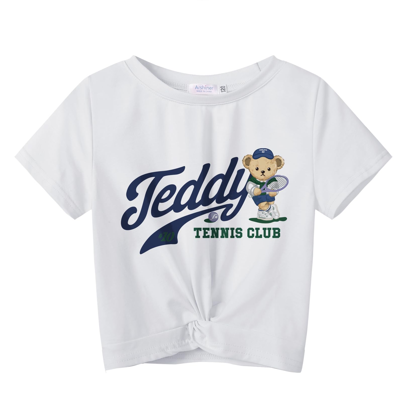 Arshiner Girls Casual Tie Dye Short-Sleeve T-Shirt Cute Print Summer Blouse for Girls Twist Front Tunic Tee Tops