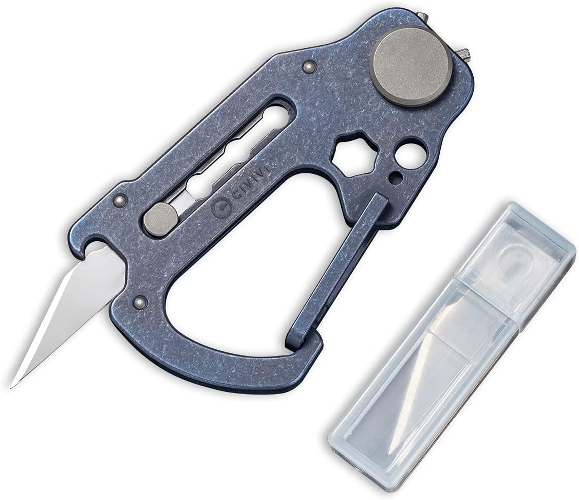 CIVIVI Polymorph Titanium Carabiner Multi-Tool with Utility Blade, Bottle Opener, Screwdriver C20045-2