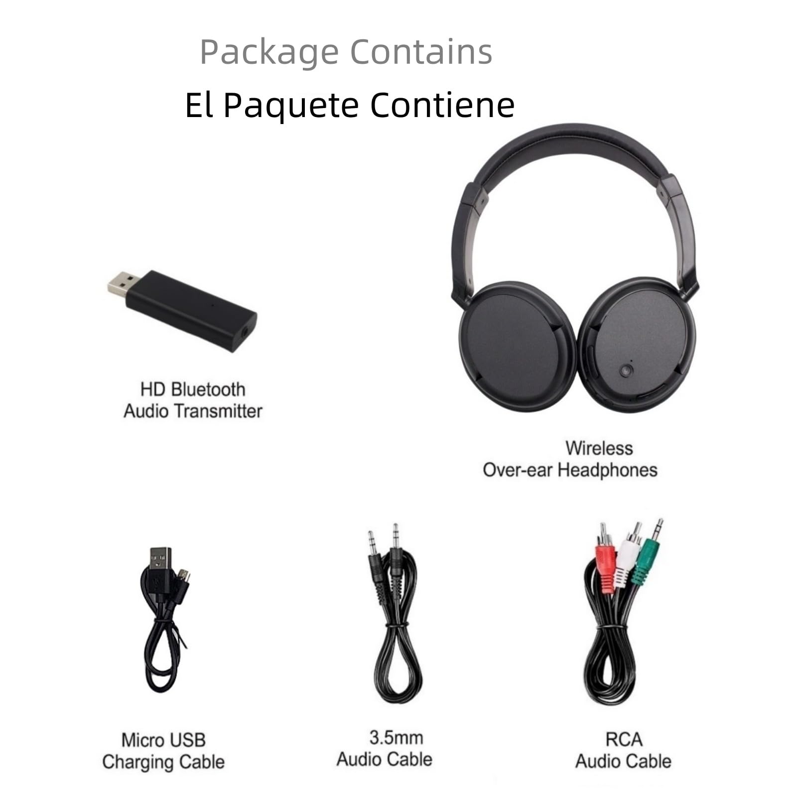 Auriculares InaláMbricos Bluetooth Sobre La Oreja Para Tv, TeléFono MóVil Y Pc, Sonido De Graves Puros, EstéReo De Alta Fidelidad, Auriculares Ligeros Con Bluetooth Para Personas Mayores - Negro