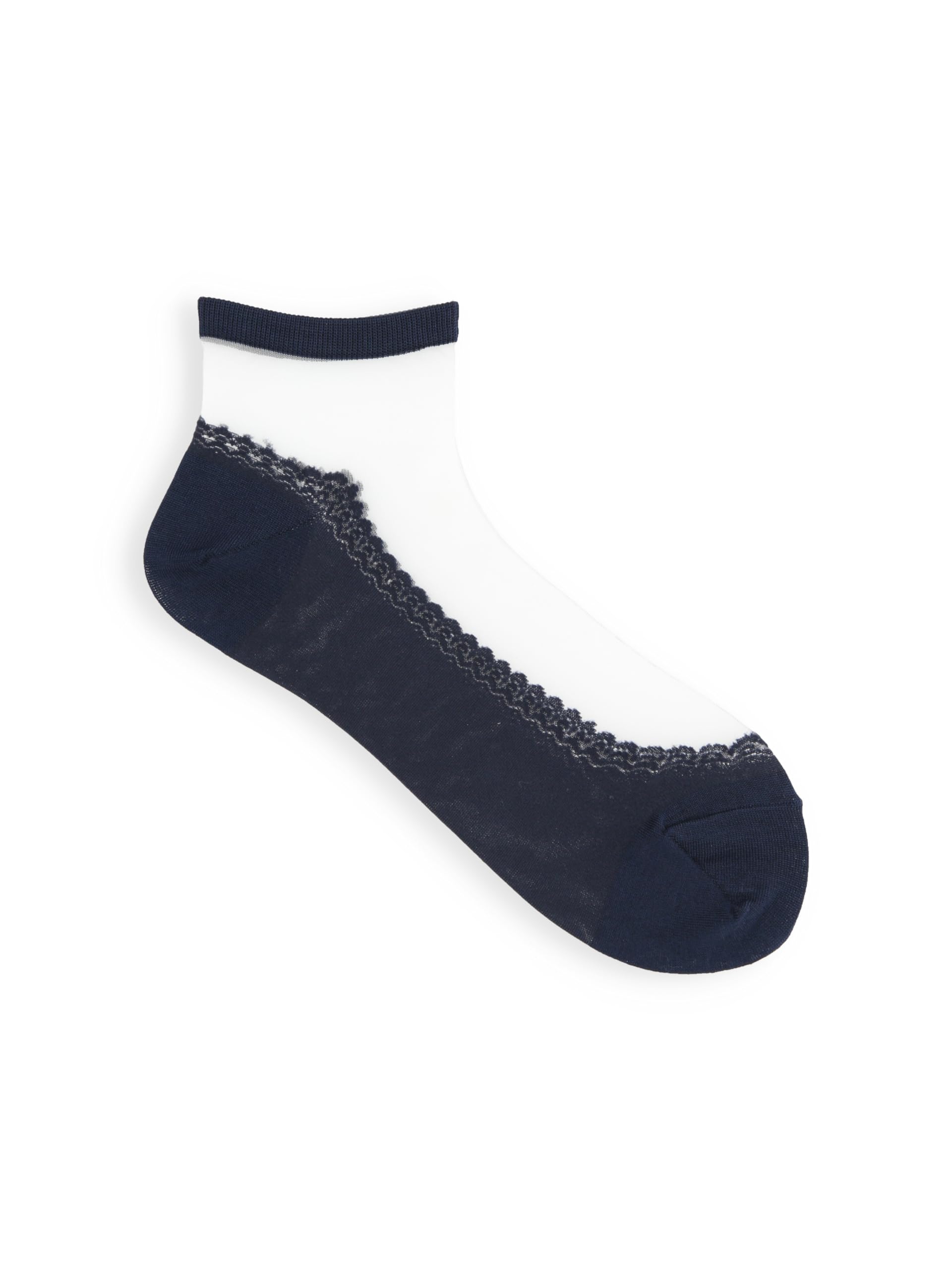 Tabio Front Tulle Short Socks Navy Nylon Cotton Made in Japan Women