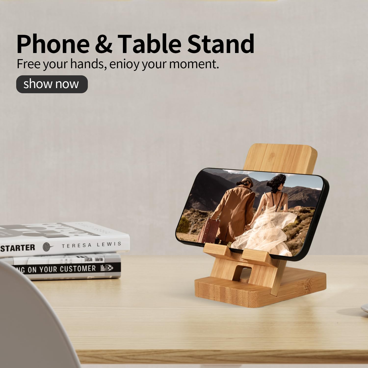 Abbolinxus Bamboo Phone Stand, Desktop Stand, Simple Phone - View #6