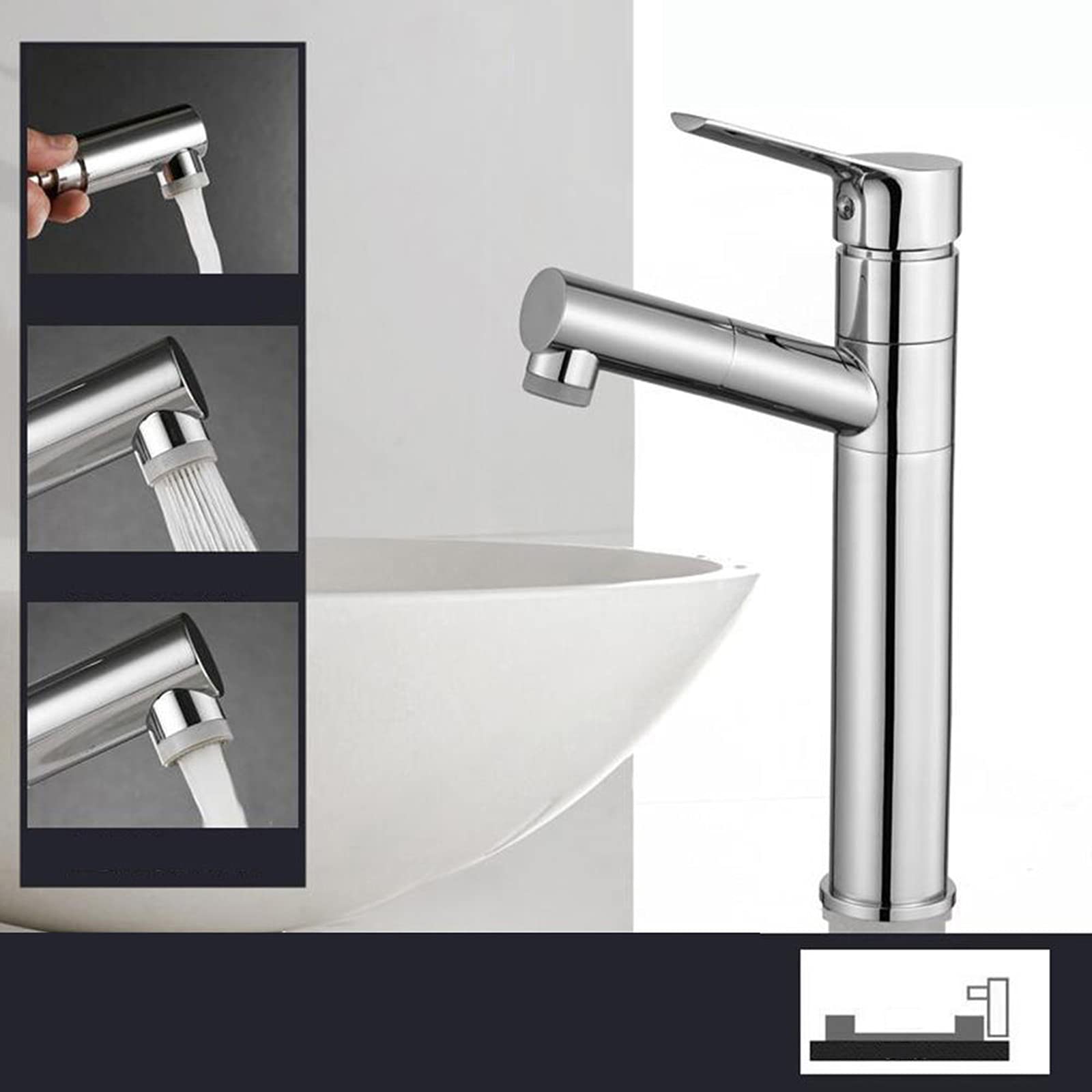 Rubinetti per Lavabo Acqua Calda E Fredda Miscelatore per Lavabo con Doccetta Estraibile Rubinetti per Lavabo da Bagno Rubinetti Girevoli Doccetta Estraibile Doccetta Cromata per Lavabo Rubinetti Alt
