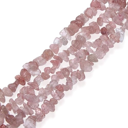 Adabele GZ1-12 - 1 hebra de piedras preciosas curativas de cuarzo fresa natural, forma libre suave de 0.197-0.315 in, cuentas de piedra sueltas de