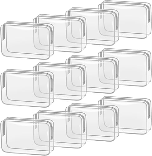 Miniatura 1 de TISRATOK 12 bolsas de aseo transparentes para mujeres y hombres, bolsa de cosméticos transparente para viaje, organizador de maquillaje, bolsa