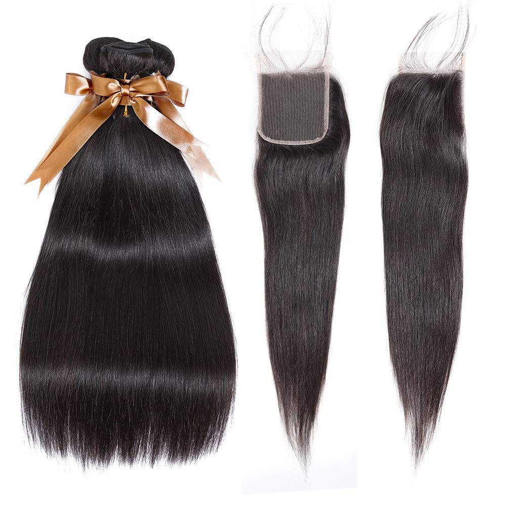 Amazon.com : Brazilian Virgin Hair 3 Straight Hair Bundles With Closure 4X4  Free Part Lace Closure Natural Color Miss Rola Unprocessed Human Hair  Extension (16 18 20+14 Closure) : Beauty & Personal Care