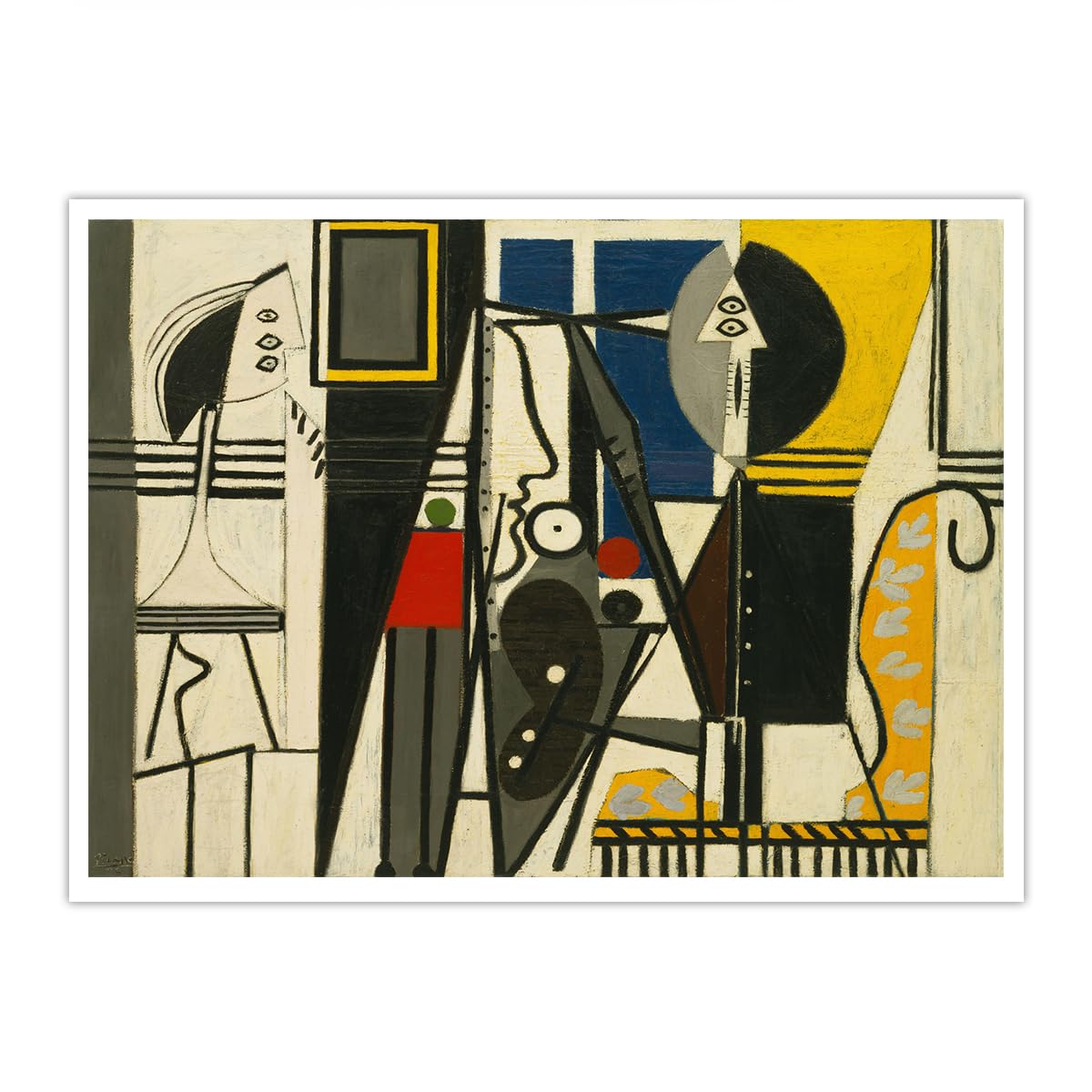 SHENGPOSTER Cubist Abstraction Canvas Poster Pablo Picasso Painter and Model Canvas Print Unframed Wall Art for Living Room Bedroom Home Decor Frameless 70x90cm