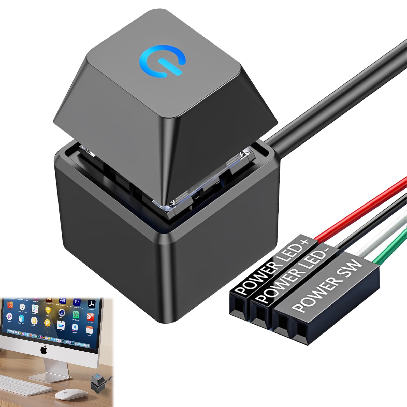 Botón Encendido Pc Apagado para Arranque Remoto Externo Pc Ordenador Placa Base Power on off Interruptor de Encendido Multifuncional de Escritorio para Un Fácil Control de Inicio y Reinicio